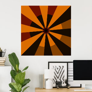 Retro Sun Mid Century Abstract Art Poster
