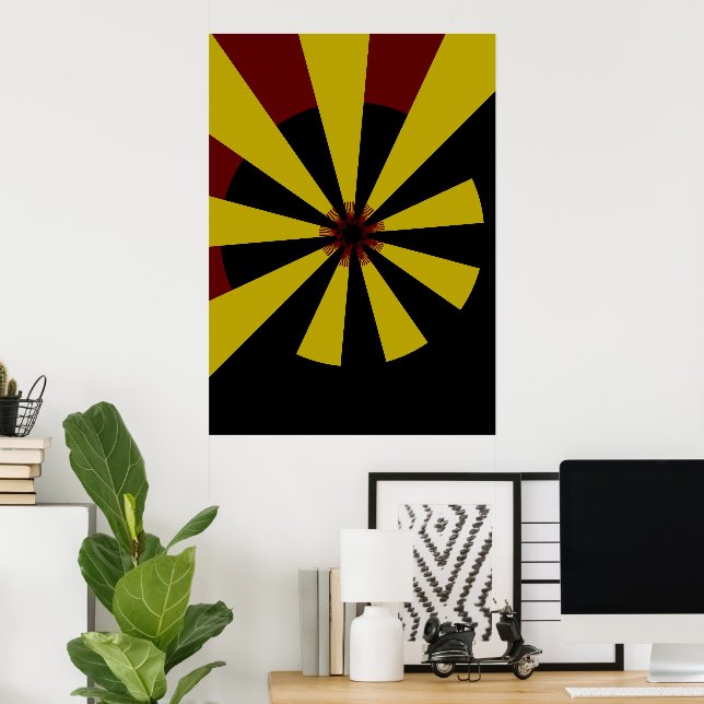 Retro Sun Mid Century Abstract Art Poster (Home Office)