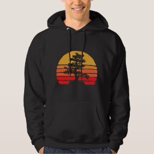 Retro Sun Minimalist Bonsai Tree Graphic Hoodie