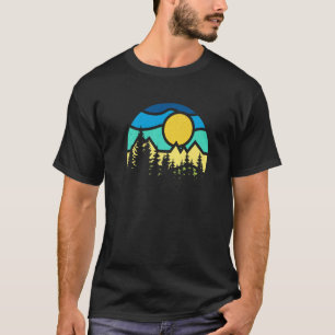 Retro Sun Minimalist Pine Tree Graphic T-Shirt