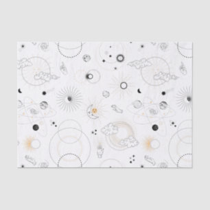 Retro sun moon galaxies orbits hand stars circles  tissue paper