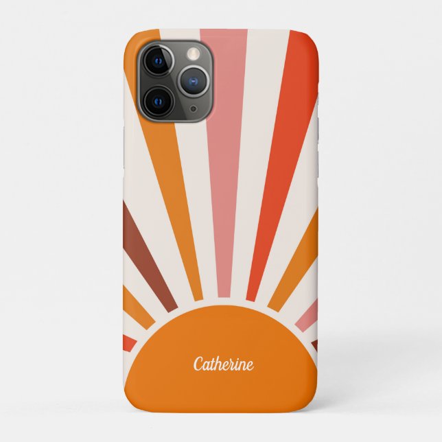 Retro Sun Rays Burst Sunset Orange Mid Century  Case-Mate iPhone Case (Back)
