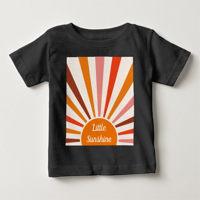 Retro Sun Rays Burst Sunset Orange Yellow Red   Baby T-Shirt (Front)