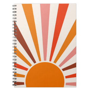 Retro Sun Rays Burst Sunset Orange Yellow Red Notebook