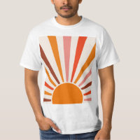 Retro Sun Rays Burst Sunset Orange Yellow Red  