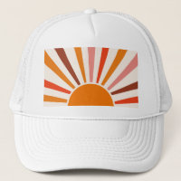Retro Sun Rays Burst Sunset Orange Yellow Red