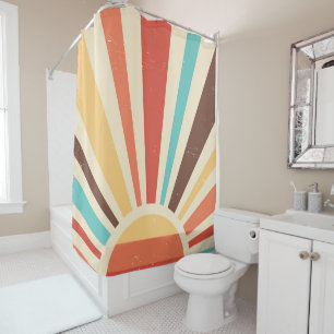 Retro Sun Rays in Muted Colours Shower Curtain