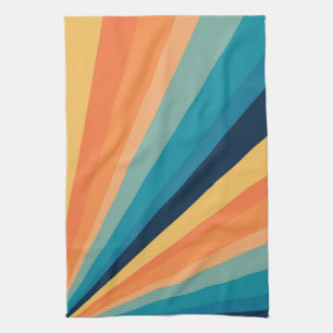 Retro sun rays tea towel