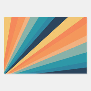 Retro sun rays wrapping paper sheet