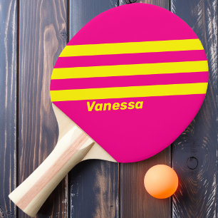 Retro Sun Soaked Three Stripes with Name Ping Pong Paddle