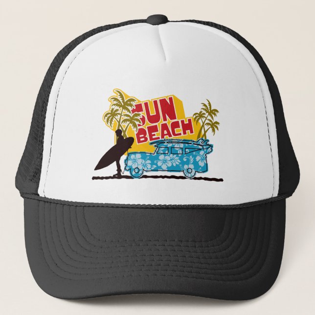 Retro Sun & Surf Trucker Hat (Front)