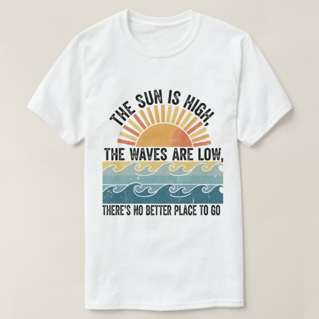 Retro Sun & Waves Summer Vibe Art T-Shirt (Design Front)