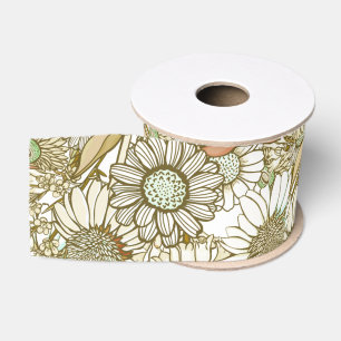 Retro Sunburnt Australian Country Garden Grosgrain Ribbon