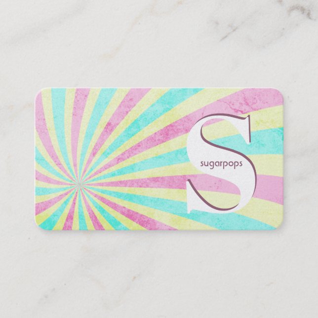 Retro sunburst cotton candy  business card (Front)