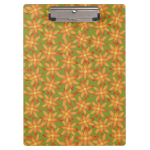 Retro Sunburst Daisy Floral in Golden Olive Clipboard