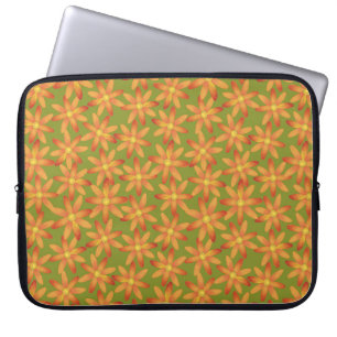 Retro Sunburst Daisy Floral in Golden Olive Laptop Sleeve