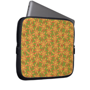 Retro Sunburst Daisy Floral in Golden Olive Laptop Sleeve