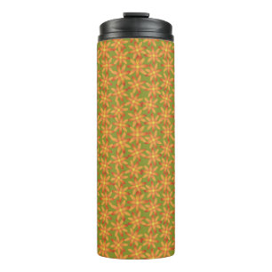 Retro Sunburst Daisy Floral in Golden Olive Thermal Tumbler