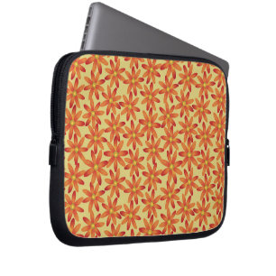 Retro Sunburst Daisy Floral in Warm Yellow Laptop Sleeve