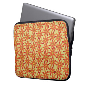 Retro Sunburst Daisy Floral in Warm Yellow Laptop Sleeve