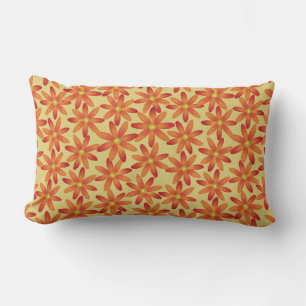 Retro Sunburst Daisy Floral in Warm Yellow Lumbar Cushion