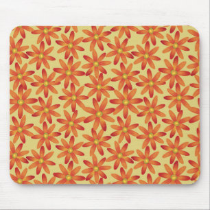 Retro Sunburst Daisy Floral in Warm Yellow Mouse Pad