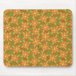 Retro Sunburst Daisy Floral in Warm Yellow Mouse Pad