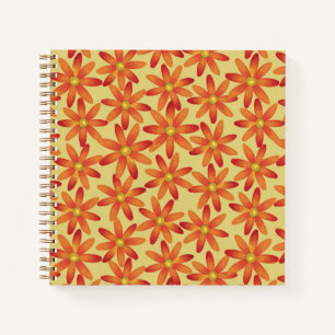 Retro Sunburst Daisy Floral in Warm Yellow Notebook