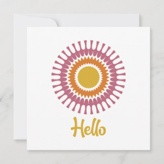 Retro Sunburst Flat Note Card in Purple and Gold