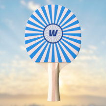 Retro Sunburst in Bright and Dark Blue Initial
