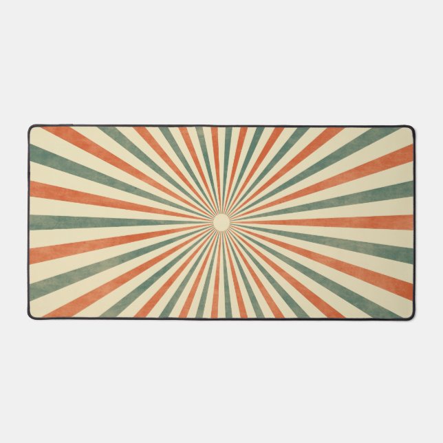 Retro Sunburst Spiral Vintage Design Desk Mat (Front)