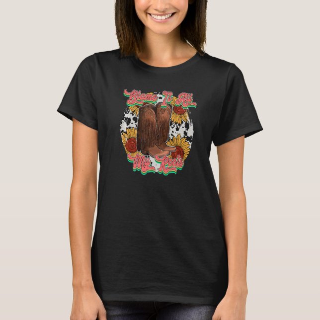 Retro Sunflower Boot Blame It All On My Root Weste T-Shirt (Front)
