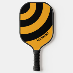 Retro Sunflower Buzz Three Circle Stripe with Name Pickleball Paddle