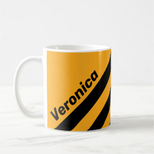 Retro Sunflower Buzz Three Stripes with Name Coffee Mug