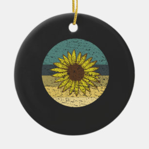 Retro Sunflower  Ceramic Ornament