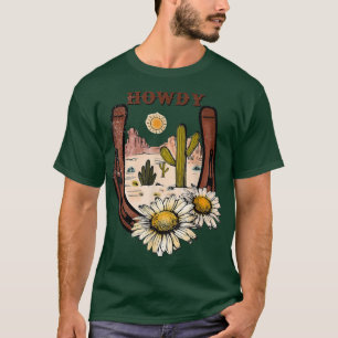 Retro Sunflower Desert Sunset Rodeo Dad Horseshoe T-Shirt