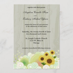Retro Sunflower Formal Wedding Invitation