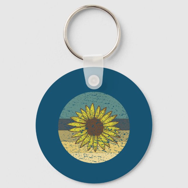 Retro Sunflower  Key Ring (Front)