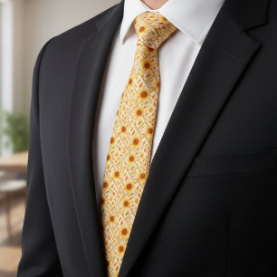 Retro Sunflower & Rustic Farmhouse Watercolor Tie