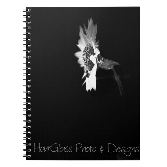 Retro Sunflower with Bee Spiral Photo Notebook (Front)