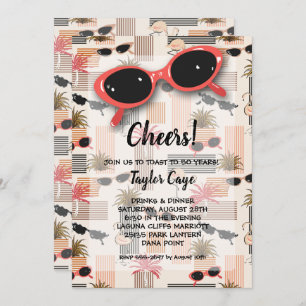 Retro Sunglasses 50th Birthday Invitations