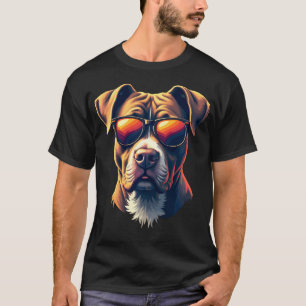 Retro Sunglasses American Pit Bull Terrier Pittie T-Shirt