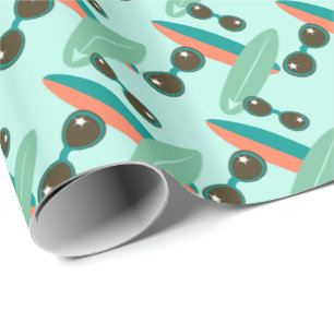 Retro Sunglasses and Surfboards Wrapping Paper