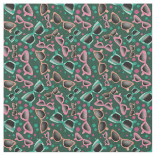 Retro Sunglasses Green Pattern Fabric