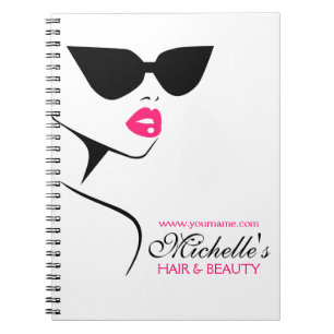 Retro sunglasses hair and beauty make up branding notebook