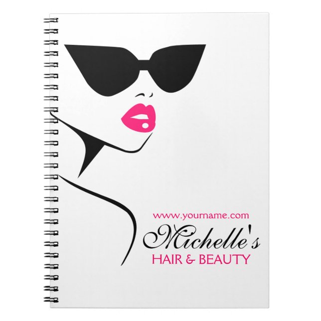 Retro sunglasses hair and beauty make up branding notebook (Front)