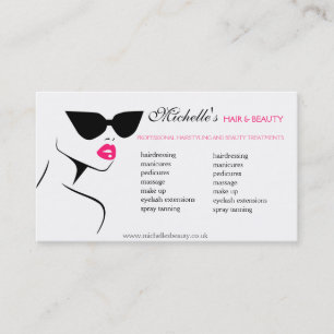 Retro sunglasses hair and beauty make up business card