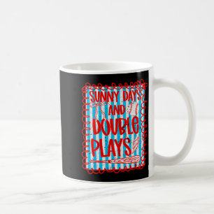 Retro sunny baseball double plays women girl sport coffee mug