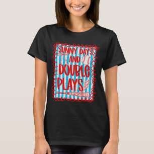 Retro sunny baseball double plays women girl sport T-Shirt