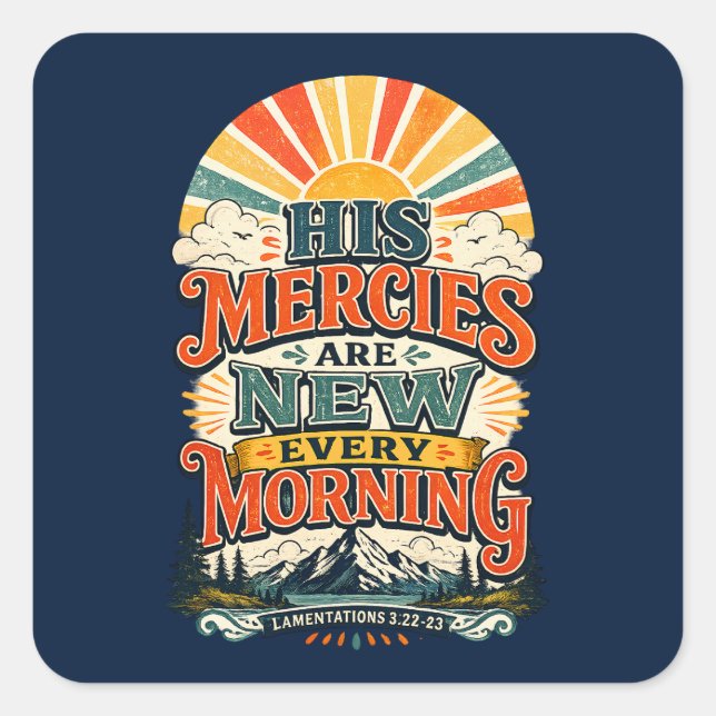 Retro Sunrise Christian Faith Scripture Decal Square Sticker (Front)